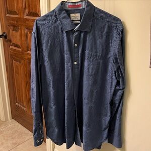Men’s Tommy Bahama Blue Long Sleeve Striped Shirt Size Medium